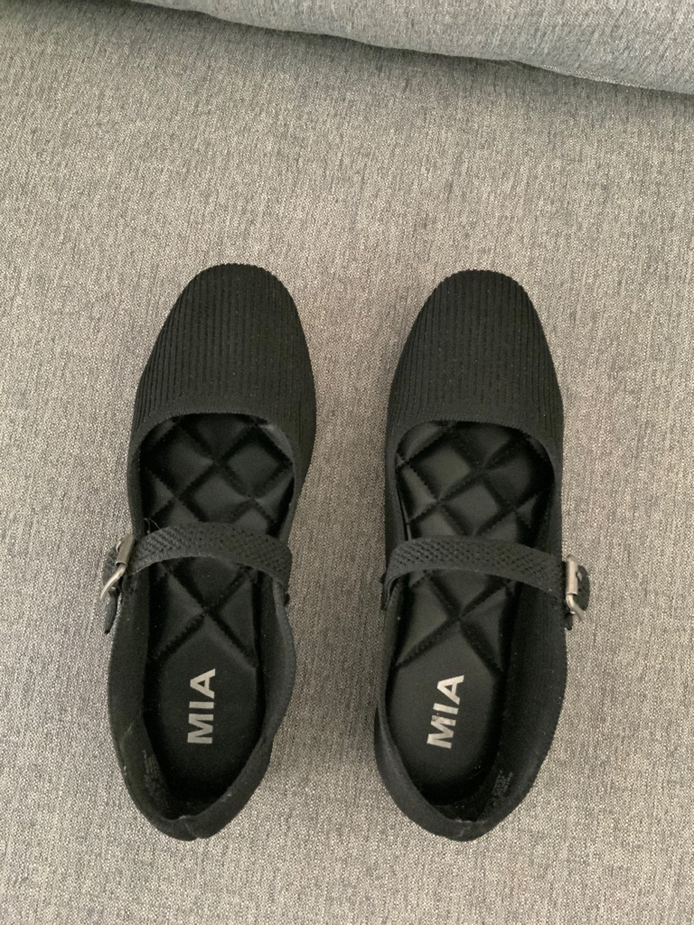 Mia Reena Black Fabric Mary Jane Flat 6.5